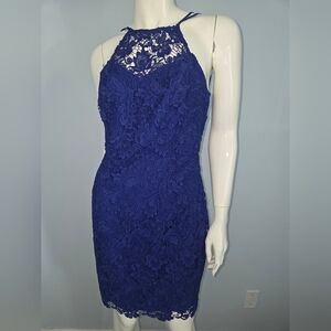 NWT! GUESS Deirdre Royal Blue Sleeveless Lace Dress S